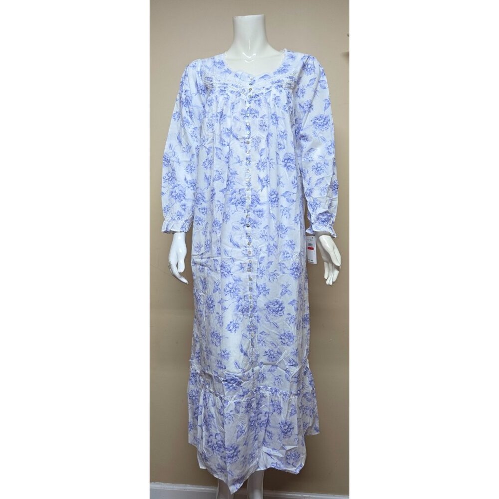 EILEEN WEST Long Sleeve Floral 100% Cotton Ballet Nightgown Gown XS NEW E5820196